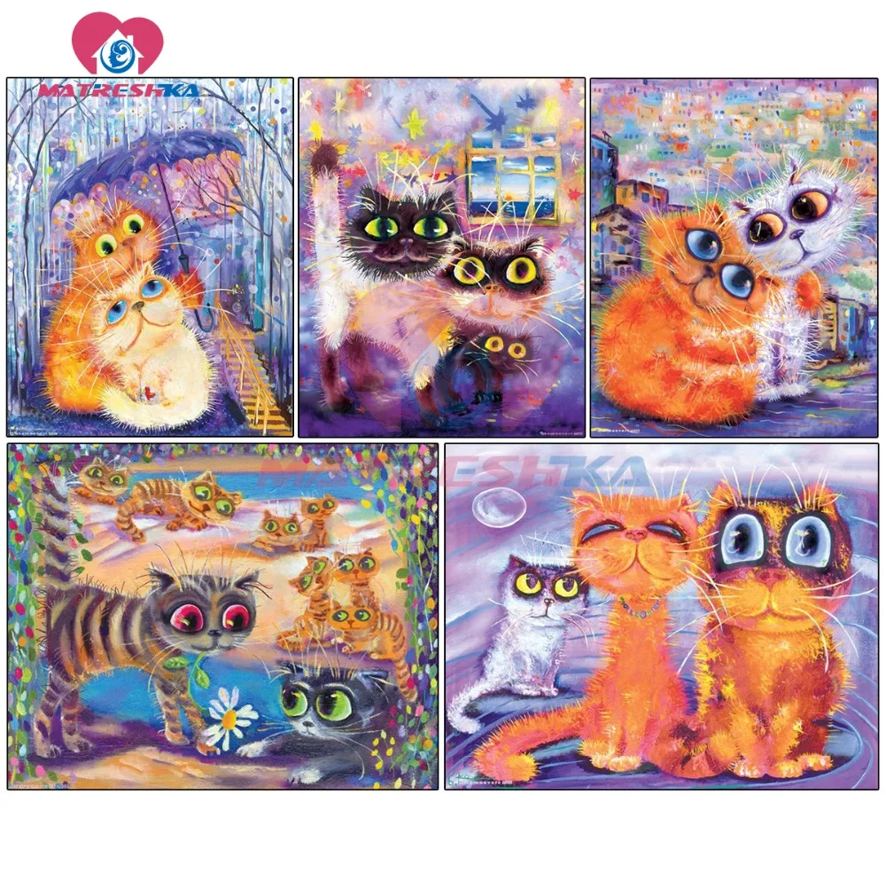 Алмазная мозаика картины с мультяшным котом алмазная вышивка узор полная