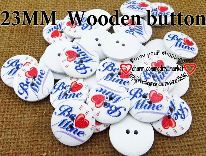 

35PCS 23MM heart button for painting wooden buttons coat boots sewing clothes accessories MCB-696