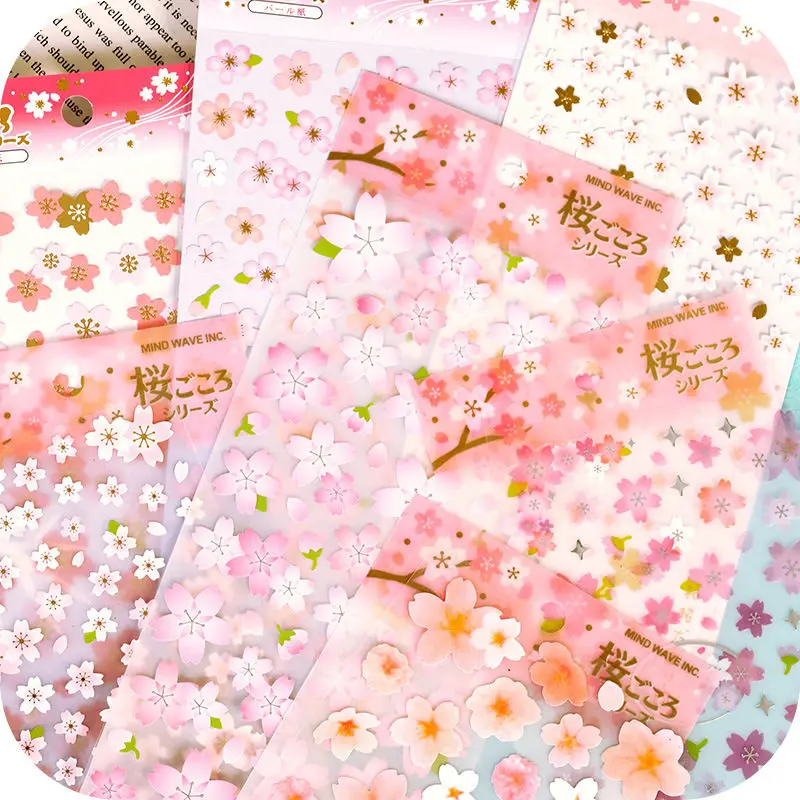 1 шт. в случайном порядке Бумажные Клейкие наклейки романтические Сакура Сделай