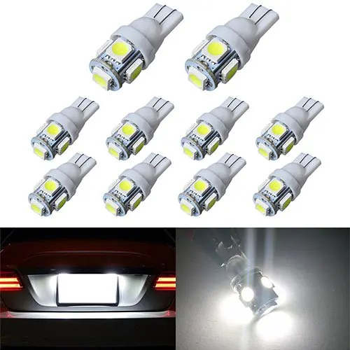 10 лампочек T10 W5W 194 Pingo Farolete Pingao 5Smd 5050 Teto Placa(Branco/красный/синий/Ambar /Verde/Rosa|pingo t10|lampada pingo