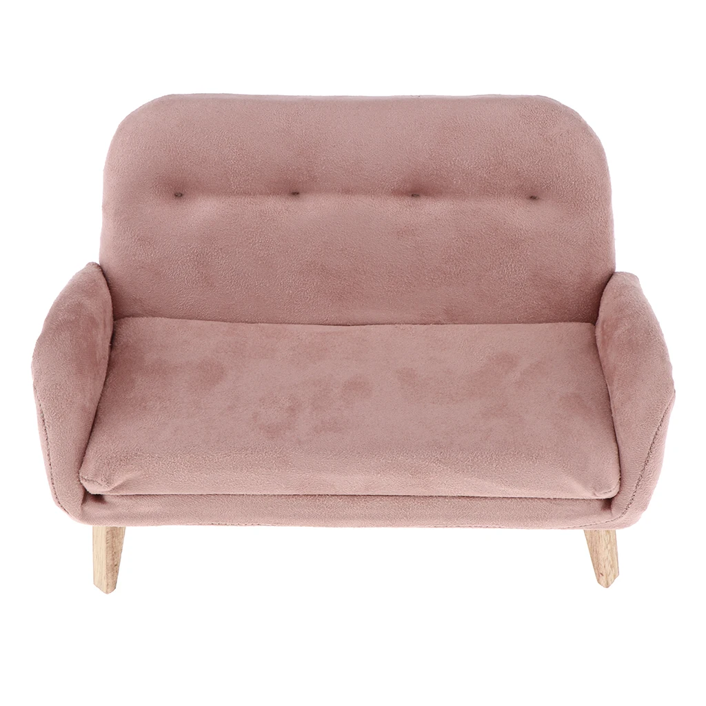 1:6 миниатюрная мебель для кукольного домика деревянная фланелевая двойная диван