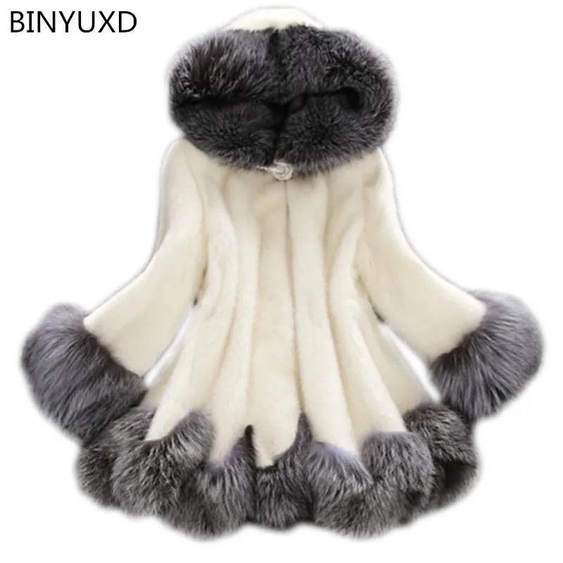 Женское пальто из искусственного меха норки роскошное средней длины лисы новый