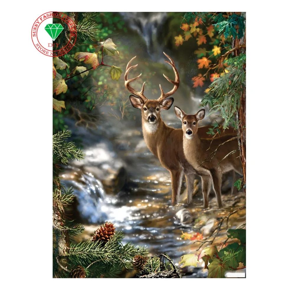 5D Вышивка сделай сам алмазная вышивка пейзаж олень картины полная DMC мозаика