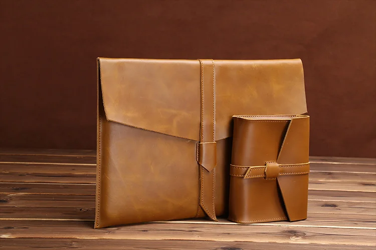 brown 15 inch Натуральная кожа A4 подшивки документов сумка 13/15 дюймов Macbook Pro iPad Pro сумка для хранения внутренняя куртка записная книжка чехол для планшета - Цвет: brown 15 inch