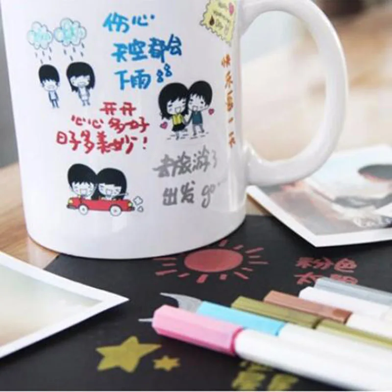 DIY милый кавайный водяной мел акварель гелевая ручка для черной доски фото