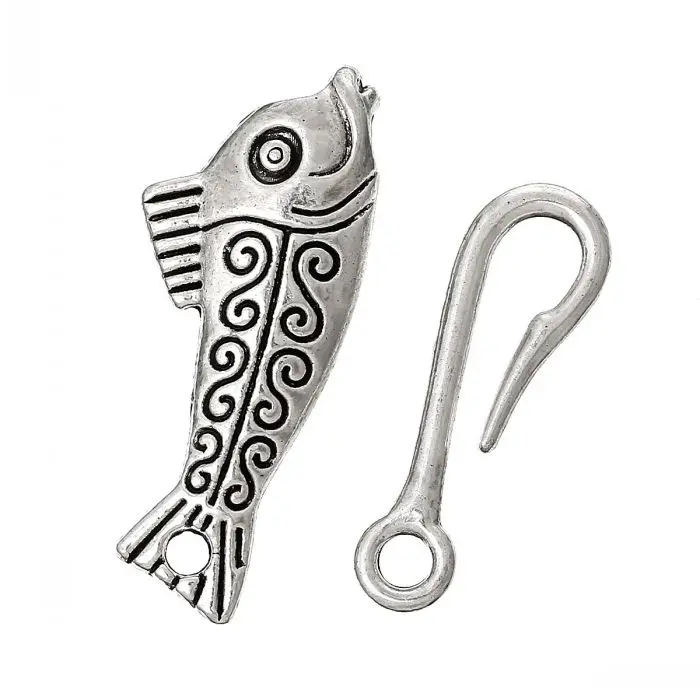 

new Hook Clasps Fish Silver Color(Lead,Nickel Free)5.6cm x 1.4cm,10 Sets