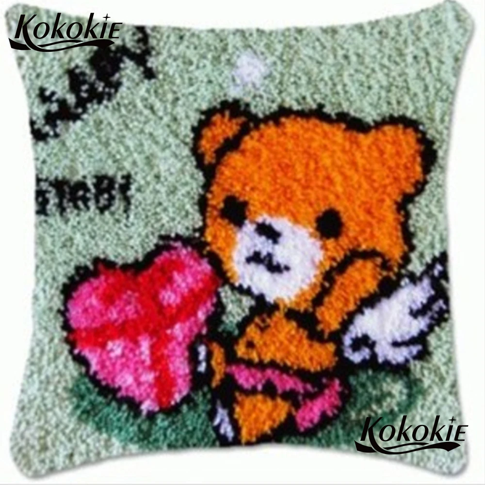 

latch hook pillow diy rug carpet handicraft Crocheting Kit Rug Yarn Cross stitch Handmade Unfinished Cushion embroidery yarn