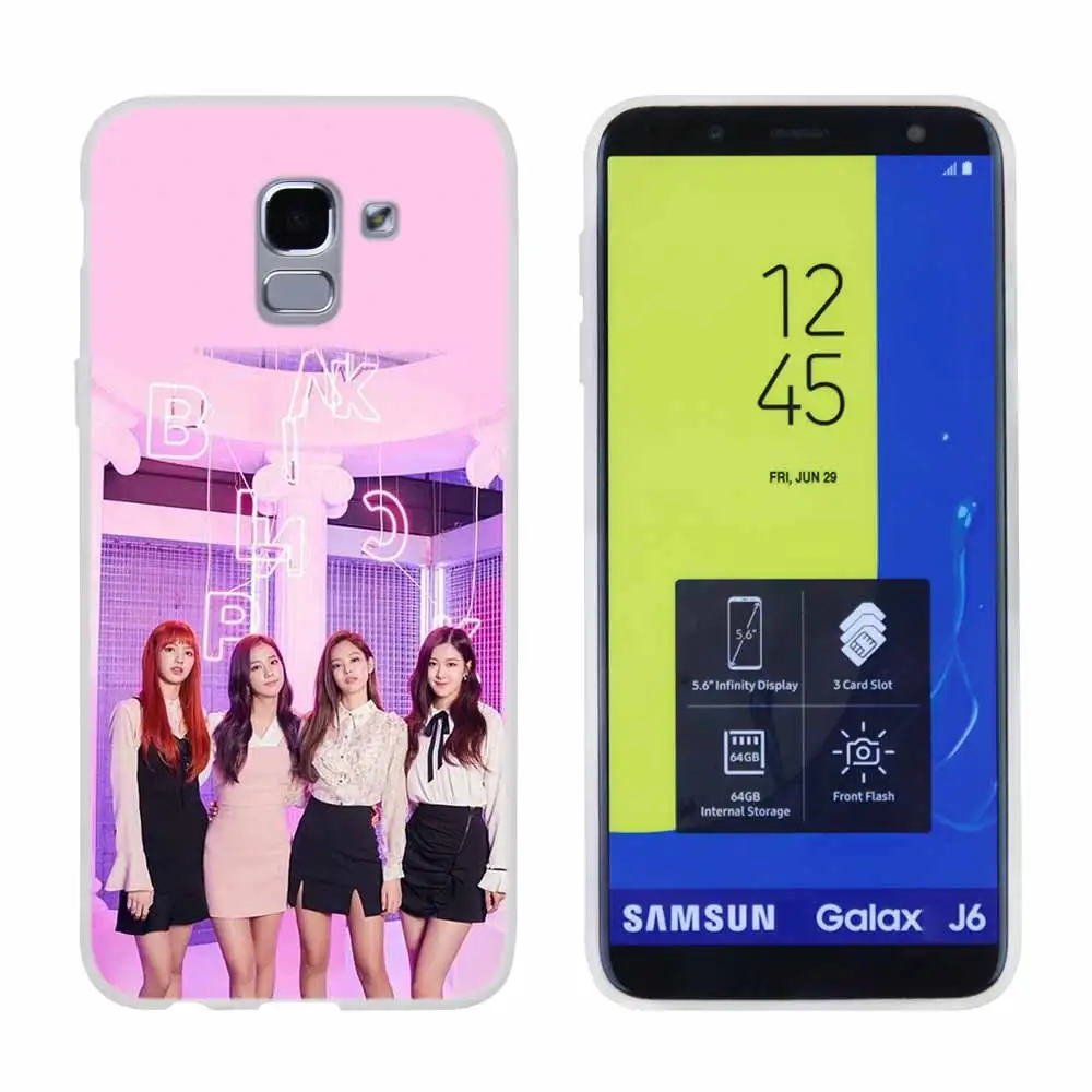 Blackpink черный, розовый для чехол для телефона samsung Galaxy j6 J8 J7 J5 J3 J4 Plus J610 Prime Мягкий силиконовый чехол - Цвет: Pattern12