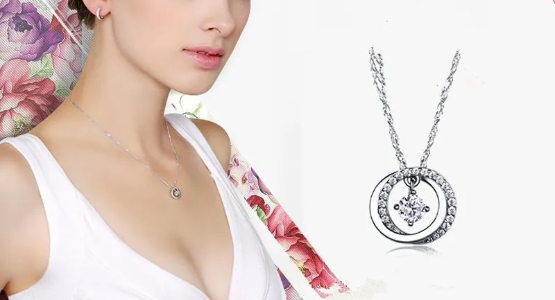 Женское Ожерелье с кристаллом LUKENI модное ожерелье круглой подвеской из серебра