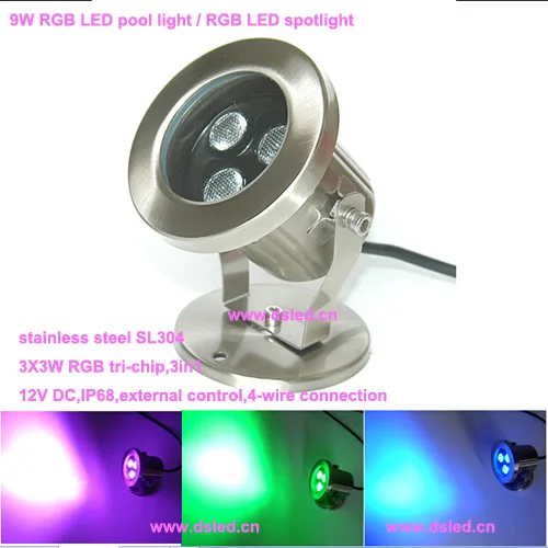 IP68 9 Вт открытый светодиодный RGB прожектор проектор работающего на постоянном