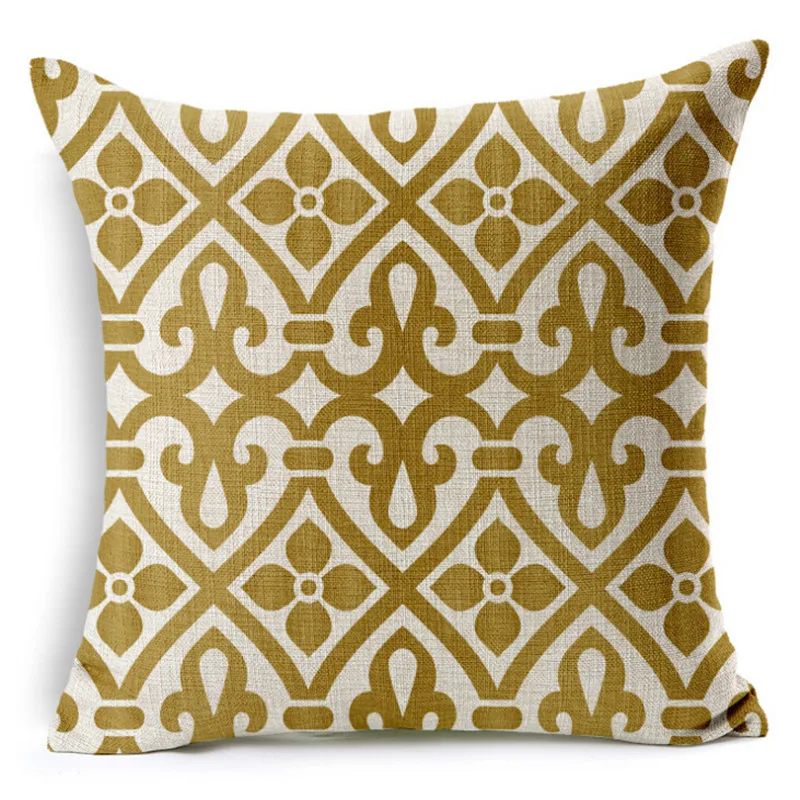 Персонализированные ретро золотые геометрические печатные подушки для кровати