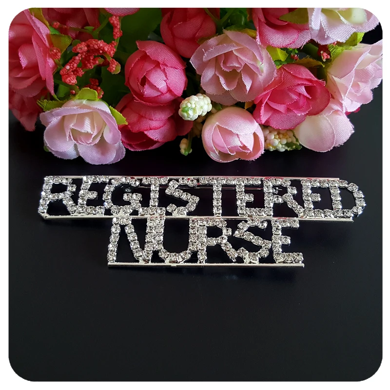 Professions Theme Crystal Lapel Pin &quotREGISTERED NURSE&quot Word Brooch Gift | Украшения и аксессуары