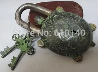Китайский Ручной наследие Древности большой медь выгравированы замок черепаха