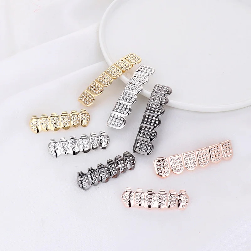 Хип хоп Bling многоцветные клыки зубы кубического циркония сплав TeethGrillz Топ и низ
