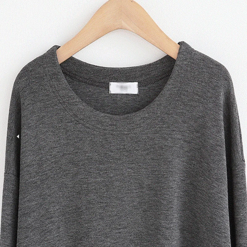 

New Spring Autumn Women T-Shirts Plus Size Fashion O-Neck Casual Loose Solid Long Sleeve Shirt For Women Larger Render Tops 5XL