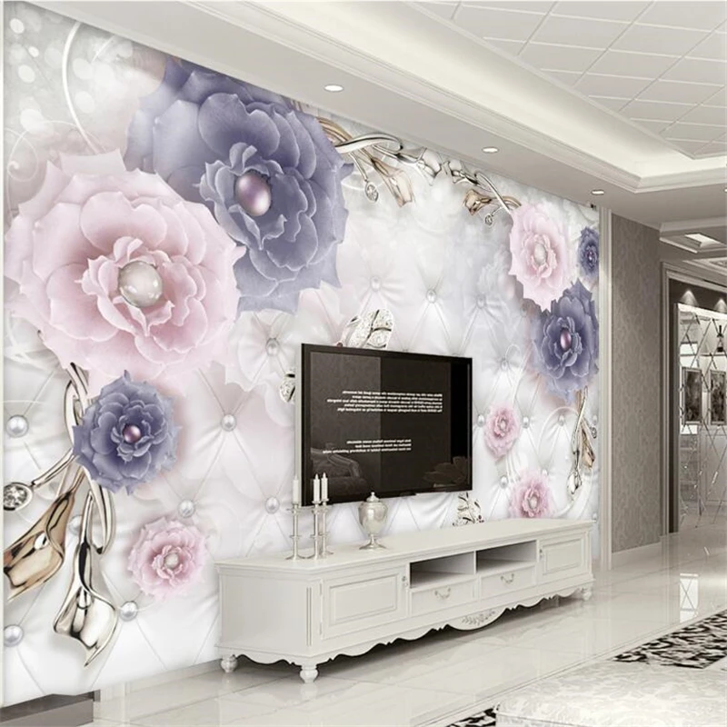 

wellyu papel de parede 3d Custom wallpaper 3d Upscale European Vintage Flower Jewelry Stereo Soft Wall Background tapety