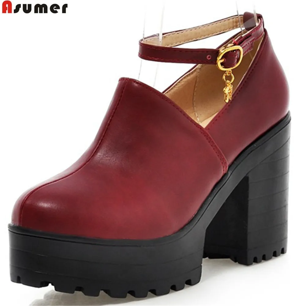 Женские туфли лодочки на платформе с круглым носком высоком каблуке|women high heel
