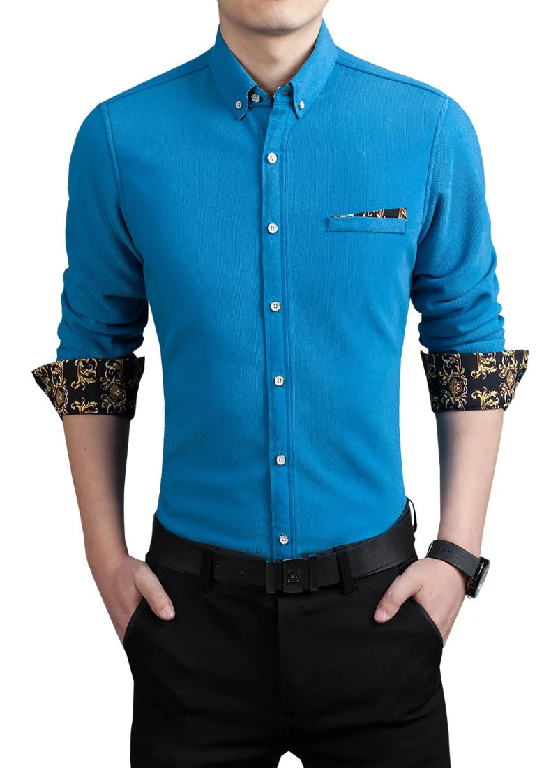 

2019 Spring Mens Long sleeve Shirt Slim Fit Soft Male Shirt Brand Business Casual Shirts XL XXL