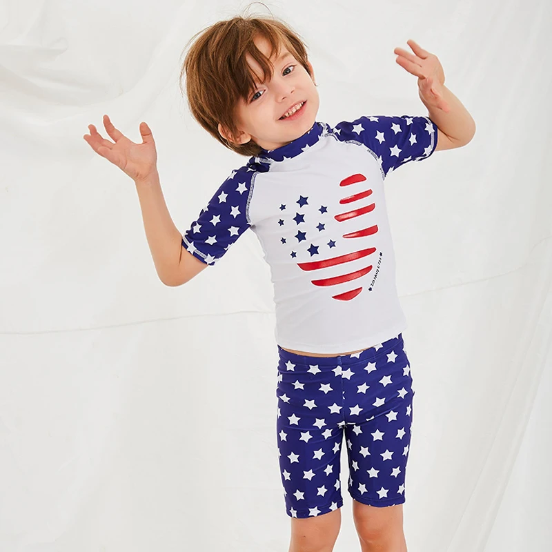 AXESEA/детский купальный костюм для мальчиков одежда купания с короткими рукавами