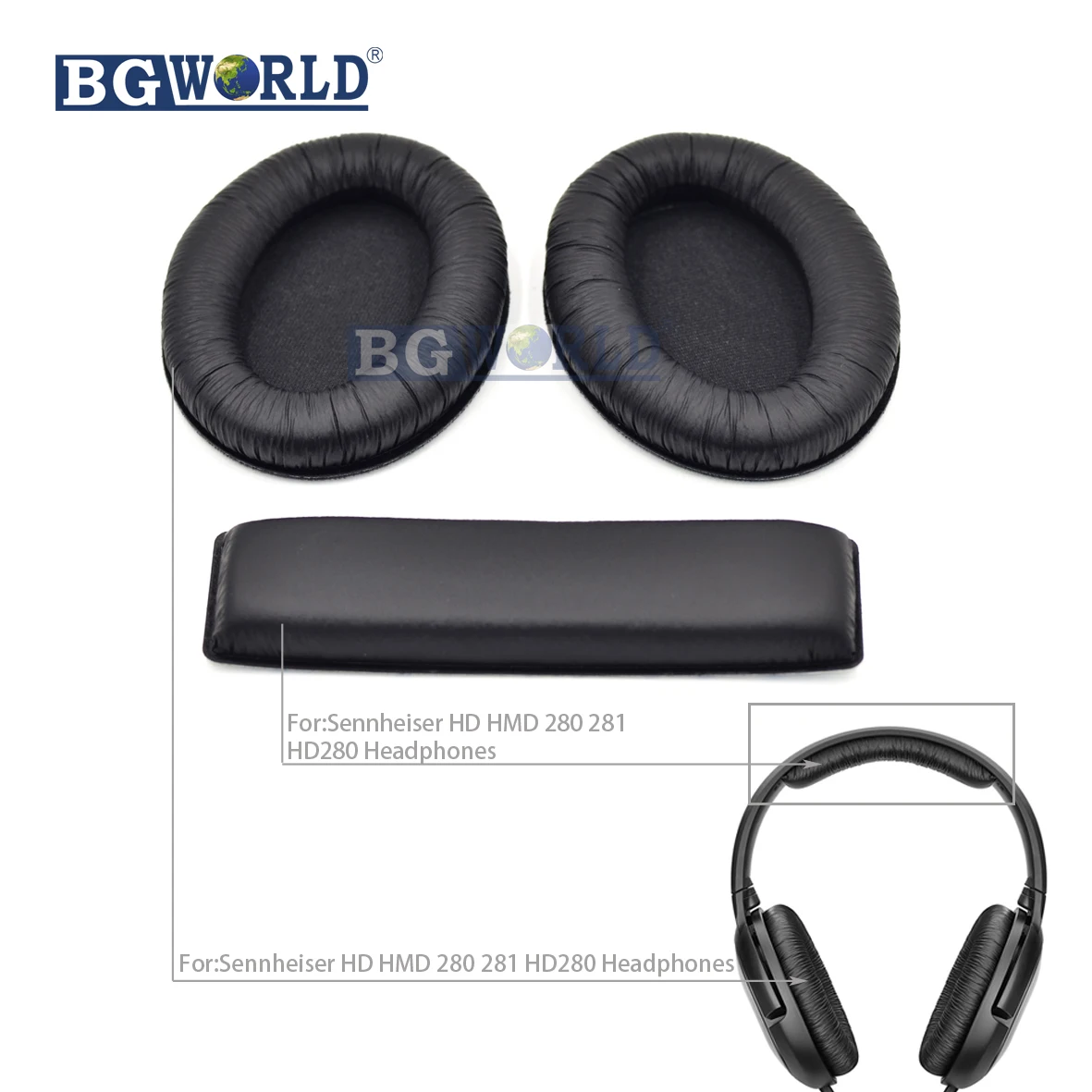 Черные поролоновые амбушюры BGWORLD для наушников Sennheiser HD 201 HD201|Аксессуары