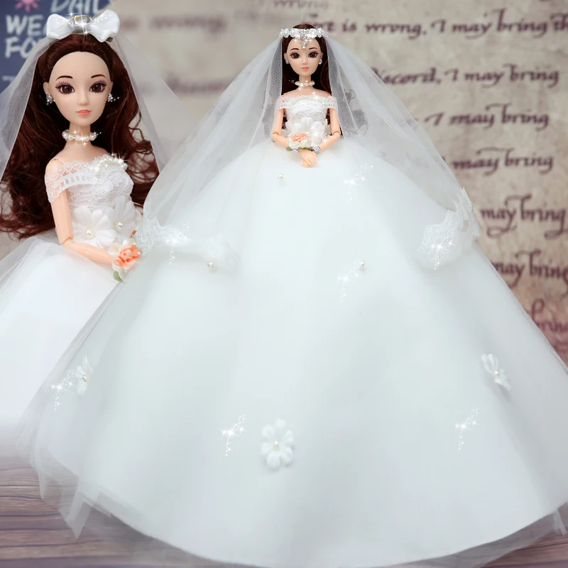 Цельный модный дизайн куклы принцессы 45 см свадебное белое платье благородное
