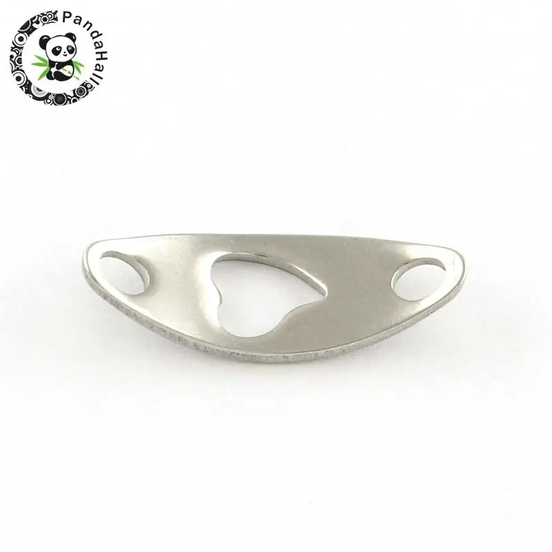 

Curved Oval with Heart 304 Stainless Steel Links, Stainless Steel Color, 20x8x1mm, Hole: 2.5mm