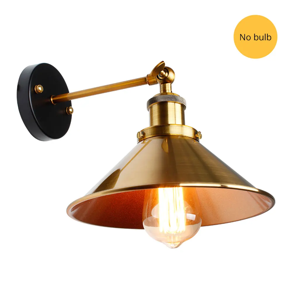 Gold No Bulb Винтажный Лофт светодиодный настенный светильник для дома, промышленный декор, ретро светильник для ванной комнаты, железный абажур E27, настенный светильник Эдисона, светильники - Цвет абажура: Gold No Bulb