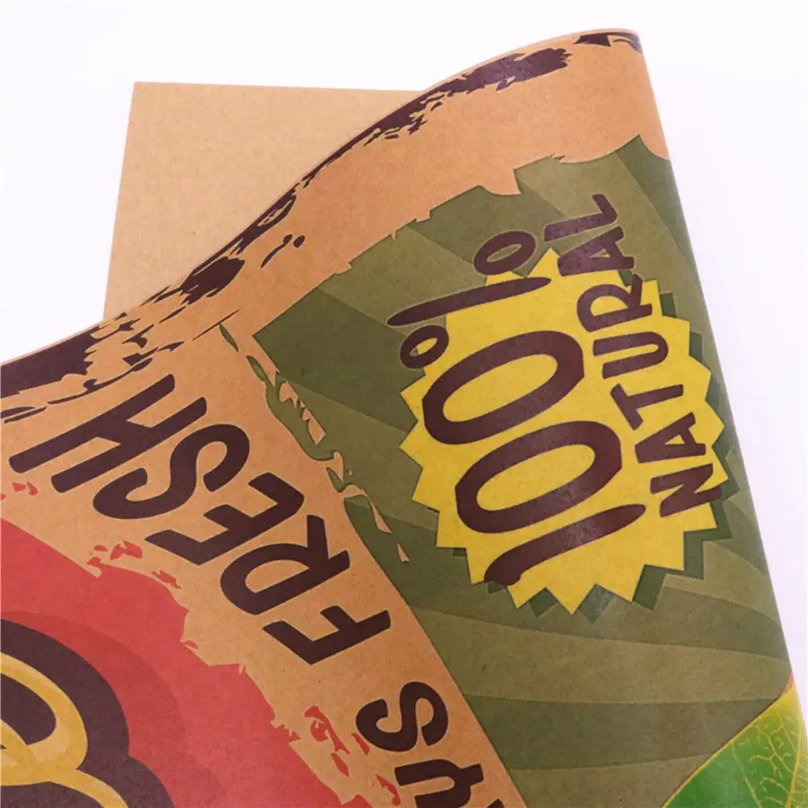 Винтажный постер из крафт бумаги с изображением фруктов еды бара кафе настенная