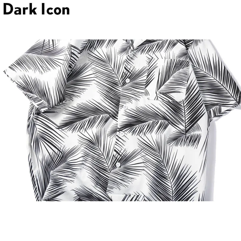 Мужская тропическая рубашка Dark Icon летняя пляжная с отложным воротником и