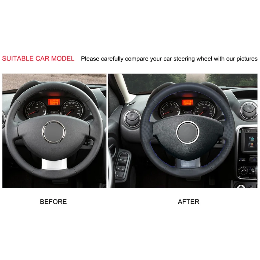 Сшитая вручную черная искусственная кожа для Renault Duster Dacia 2011 2012 2013 2014 2015|Чехлы на