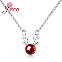 top quality 925 sterling silver beautiful red agate cute fawn shaped pendant necklace for women girls best friend gifts