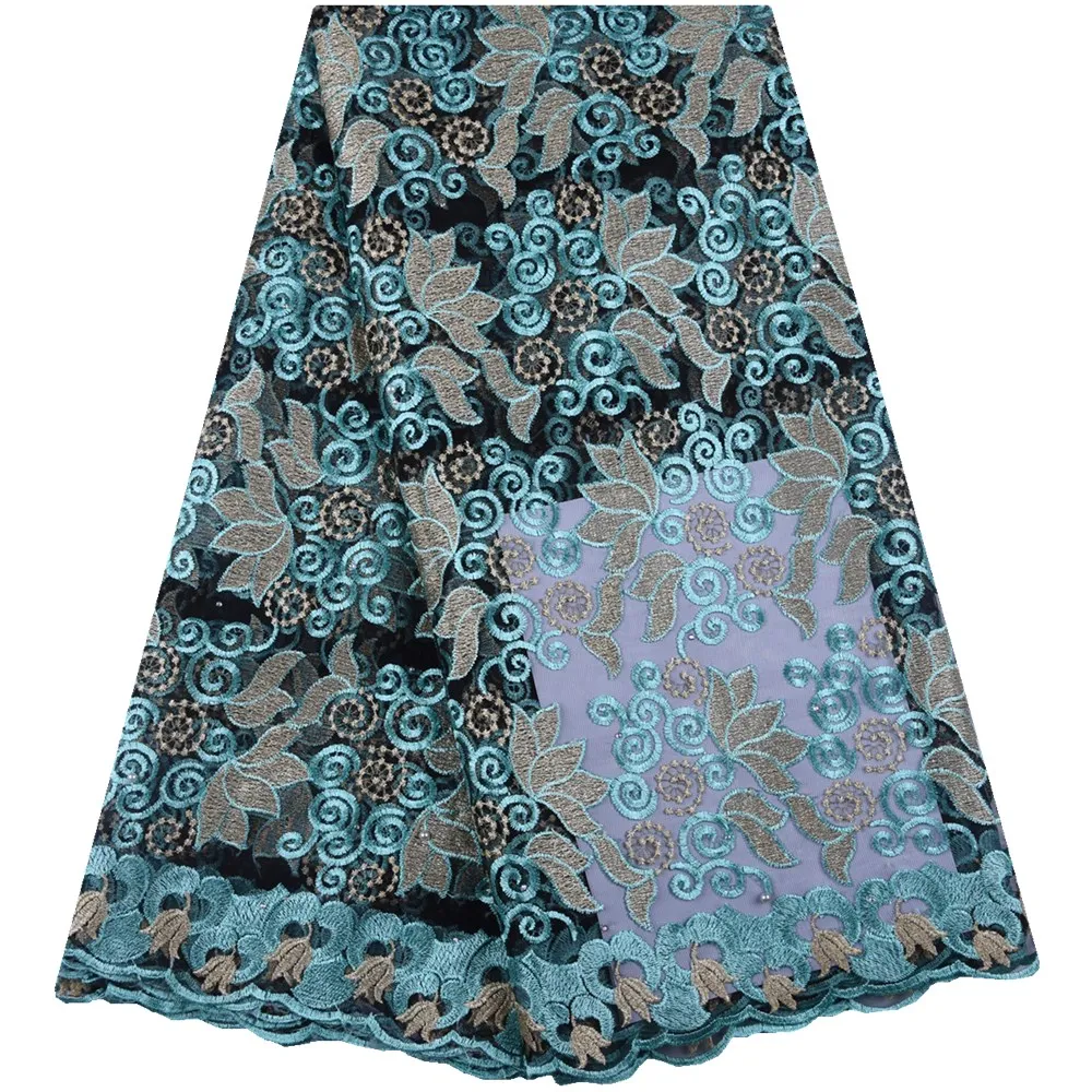 Бирюзовый Французский вышитый кружевной нигерийский материал африканская