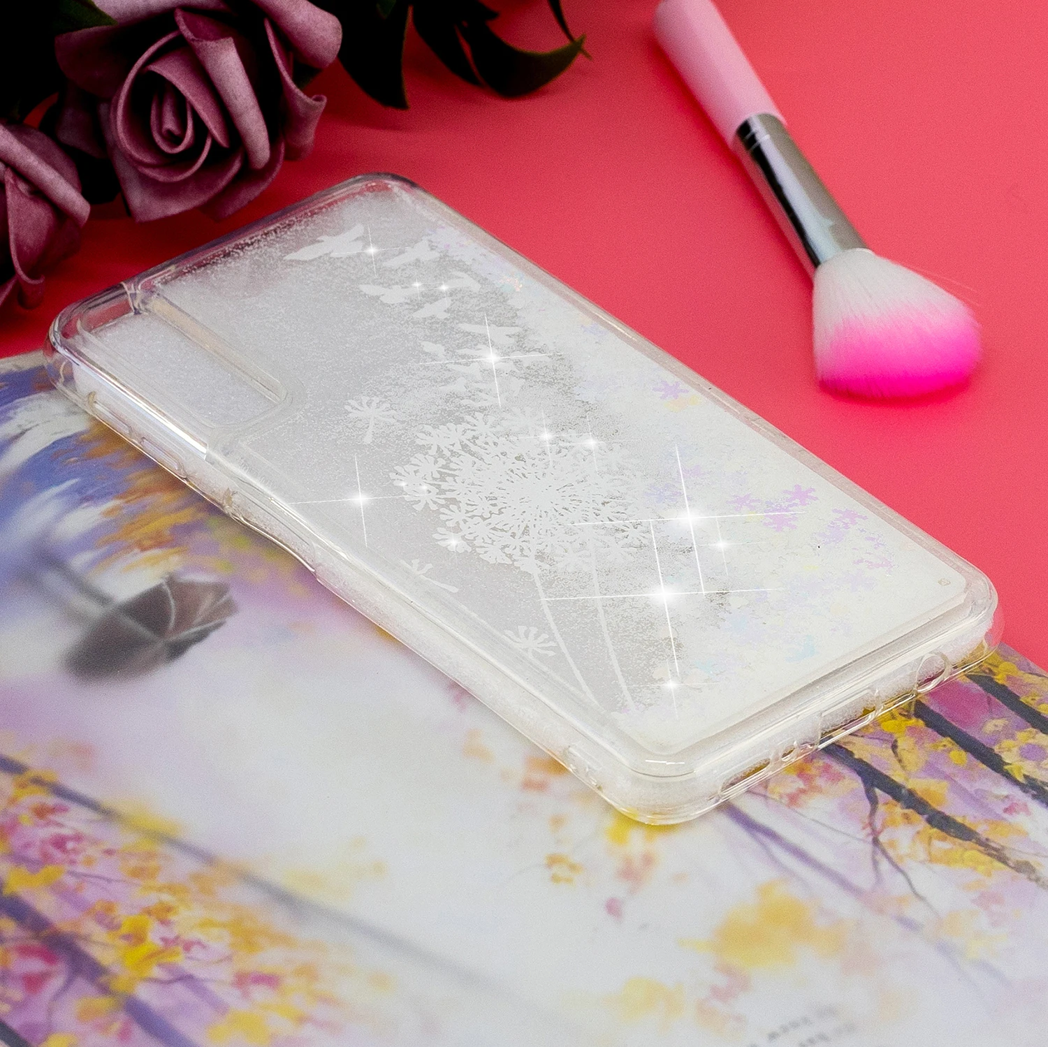 Чехол A50 для samsung Galaxy A10 A20 A30 чехол башня из мультфильма девушка блеск Жидкий чехол для телефона для samsung A70 чехол