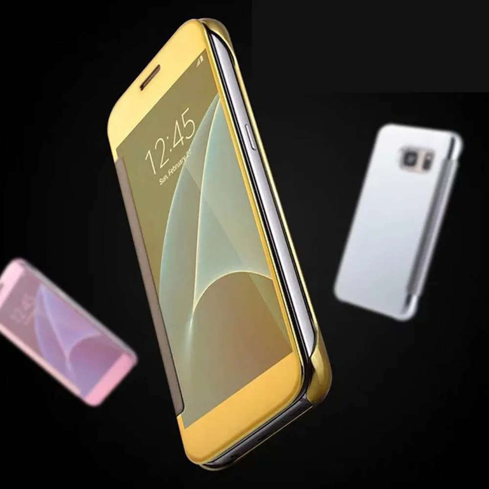 Горячая Чехол Флип Clear View прозрачный гальванических жесткий для Samsung Galaxy A5 A3 A7 J1 J5