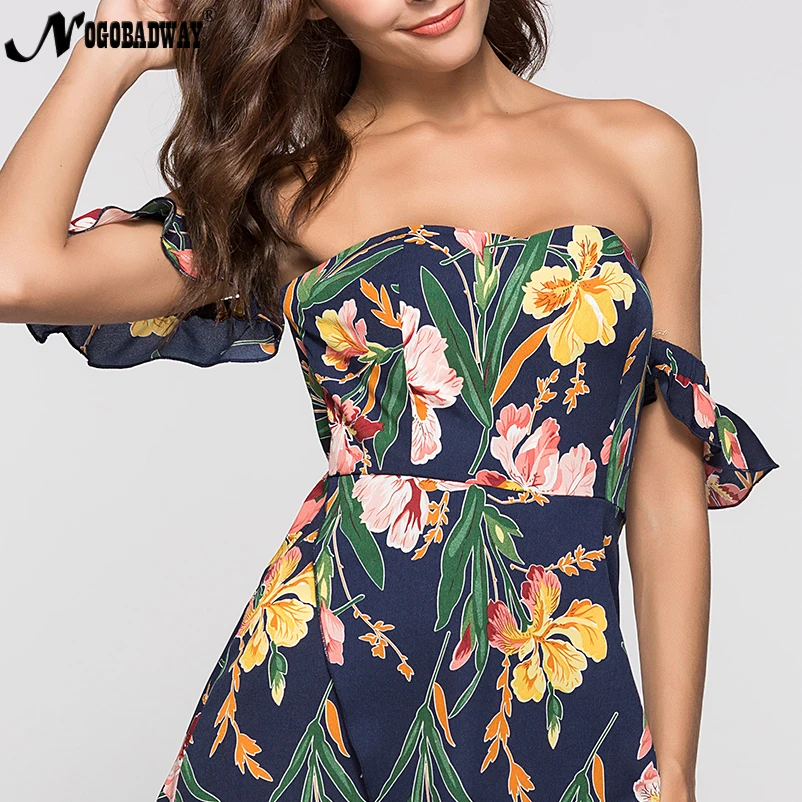 Летнее Длинное платье с цветочным принтом и открытыми плечами для женщин 2018