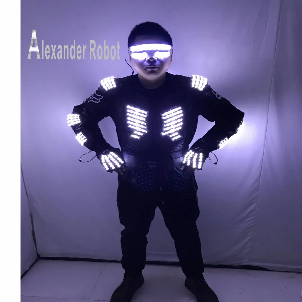 New arrived RGB color LED show armor Suits Robot Costume Luminous Clothing For Night Clubs Party KTV Supplies | Тематическая одежда