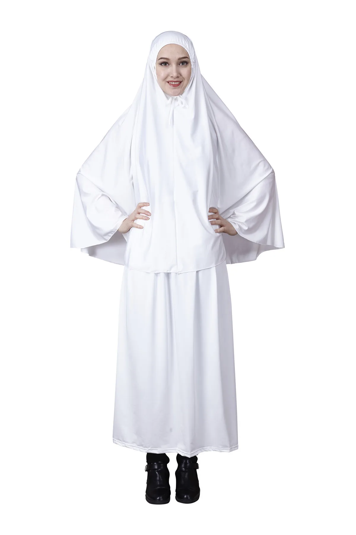 Модный новый 2019 однотонный один комплект хиджаб с юбкой молитвенный костюм