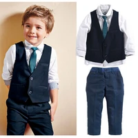 kids boys gentleman leisure handsome fashion wedding formal children clothes suit 4pcs new boys clothing sets 1 2 3 4 5 6 years
