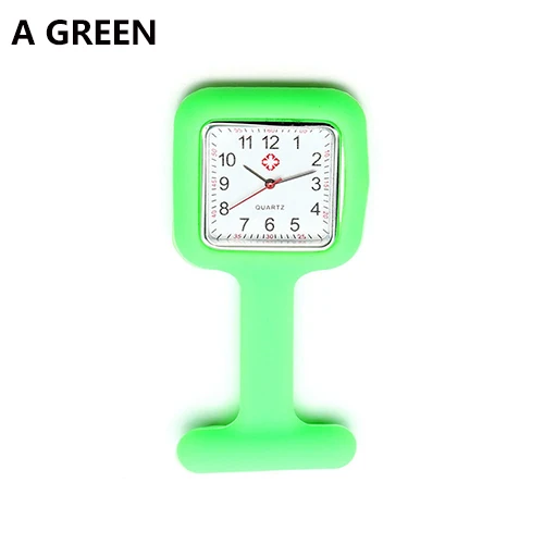 Style A Green Силикон Медсестра часы Брошь Туника Брелок часы с бесплатной батареей доктор медицинская новая система прямых поставок - Цвет: Style A Green
