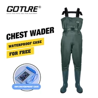 goture new arrival waterproof fishing waders fly fishing breathable wader with shoes euro size 43 44 45 46 men clothes