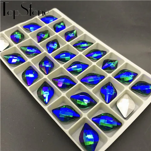 Green Zircon AB TopStone 12x19 мм лимонное Стекло Хрустальные Стразы остроконечные стеклянные Хрустальные Необычные камни разноцветные AB ювелирные аксессуары - Цвет: Green Zircon AB