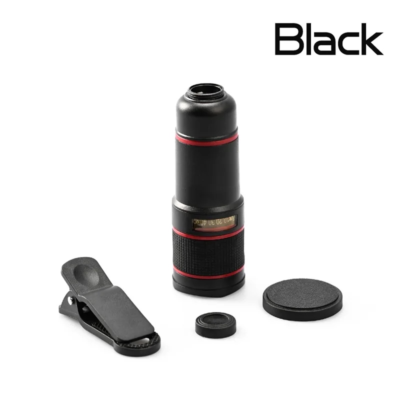 Portable Mobile Phone Telephoto Lens 14X Zoom Phone Camera Telephoto Telescope Lens For iPhone Samsung Phone - Цвет: Черный
