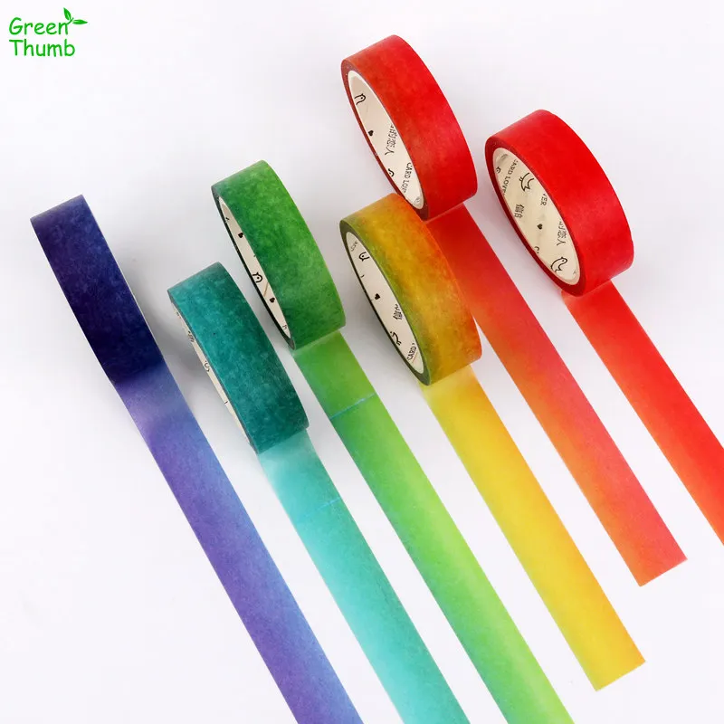 

3pcs 1.5cm*7m Color Tape Craft Tape Green Purple Blue Notebook Gift Decorations DIY Rainbow Gradient Color Red Orange Yellow