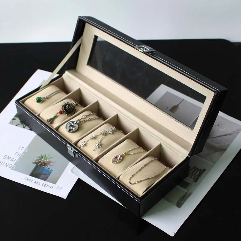 

6 Grid Watch Display Case Wrist Watch Storage Box Jewelry Storage Organizer PU Leather
