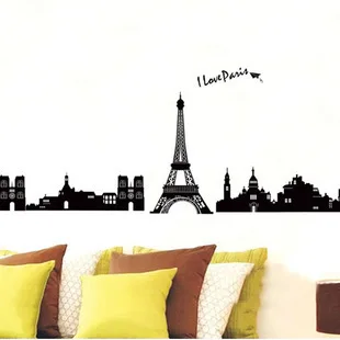 I Love Paris виниловые наклейки на стену для гостиной Эйфелева башня украшение