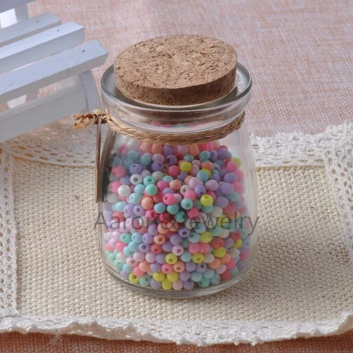 500 шт. 4 мм разные яркие цвета акриловые бусины с отверстием шарики для ювелирных