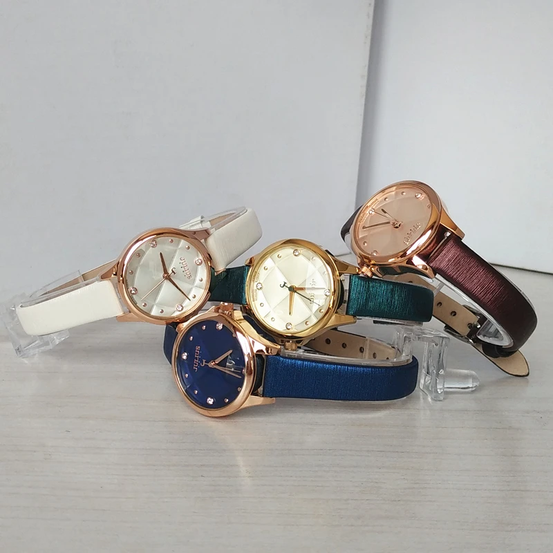 Женские часы японские кварцевые новая мода стразы платье браслет кожа подарок на