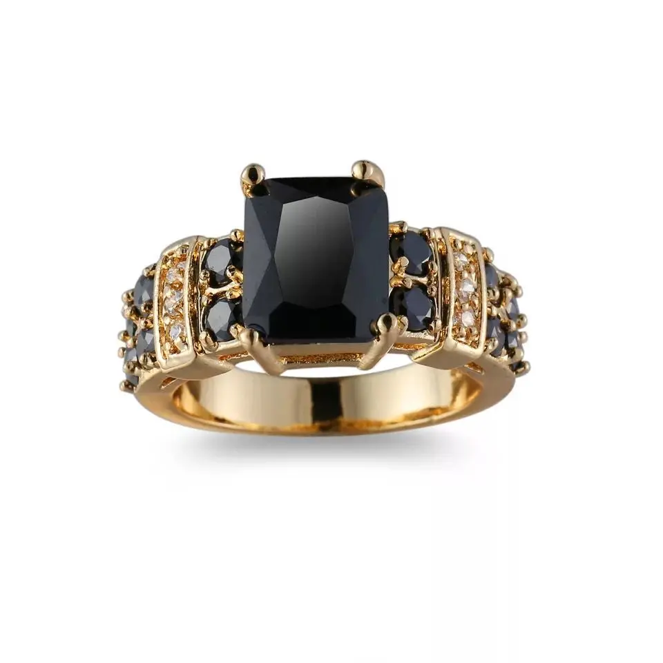 MxGxFam черные CZ кольца для женщин крутые ювелирные изделия 18 k желтое золото-цвет AAA+ циркон