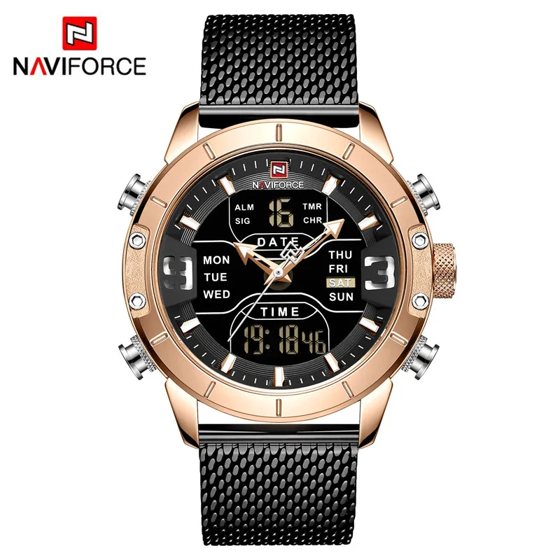 NA915302 without box Relogio Masculino Naviforce лучший бренд класса люкс Спортивные Цифровые мужские часы в стиле милитари хронограф из нержавеющей стали мужские наручные часы 9153 - Цвет: NA915302 without box