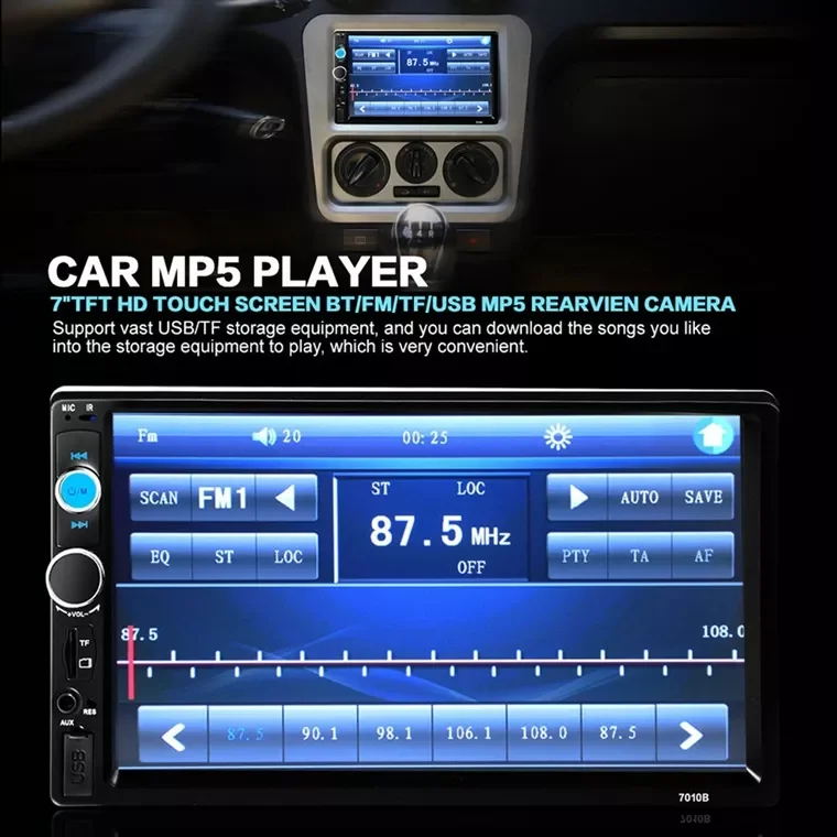 7 дюймов 2 Din сенсорный экран автомобильное радио Зеркало Ссылка Bluetooth MP3 MP5 мультимедийный плеер USB/AUX Авто Радио стерео камера заднего вида